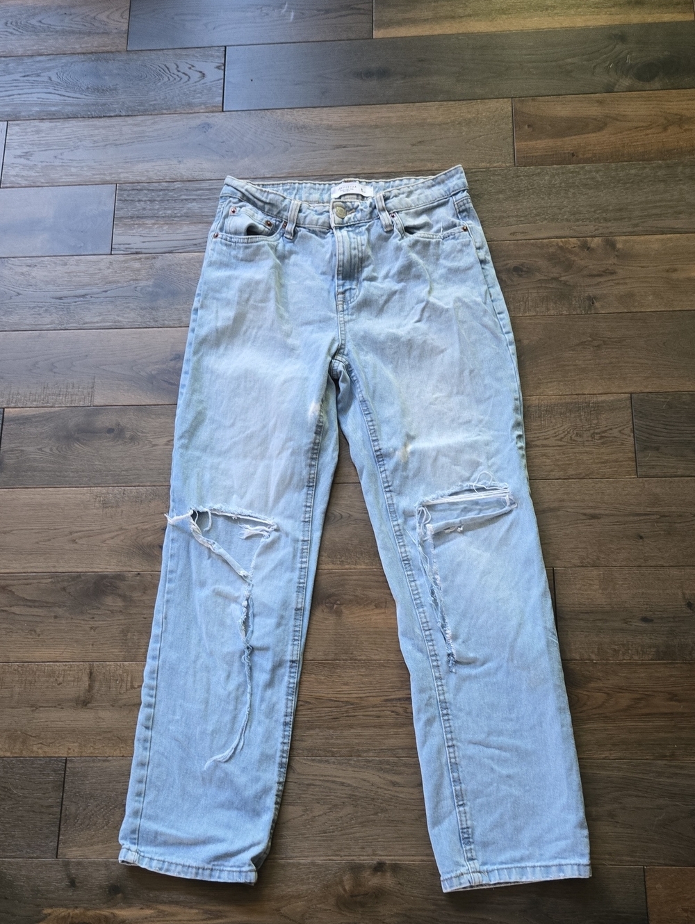 Aeropostale Light Blue Ripped Straight Leg Jeans